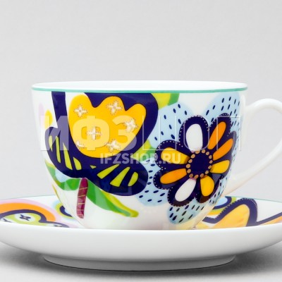 Чашка с блюдцем чайная ф. Весенняя-2 рис. Букет для Катерины