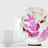 Чашка с блюдцем чайная ф. Белый лебедь рис. Розовая сирень