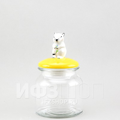 Емкость для сыпучих продуктов 0.7 л Полевая мышка ( желтая крышка)