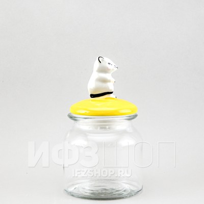 Емкость для сыпучих продуктов 0.7 л Полевая мышка ( желтая крышка)