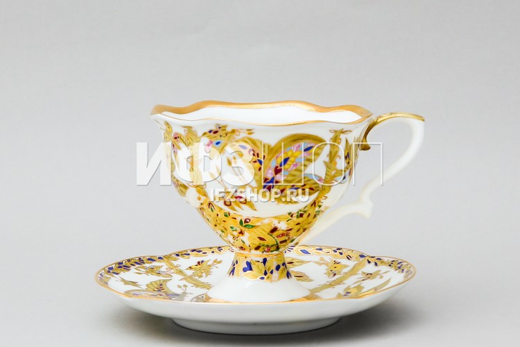 Чашка с блюдцем кофейная ф. Наташа рис. Фантастические бабочки (полностью ручная роспись) в Москве