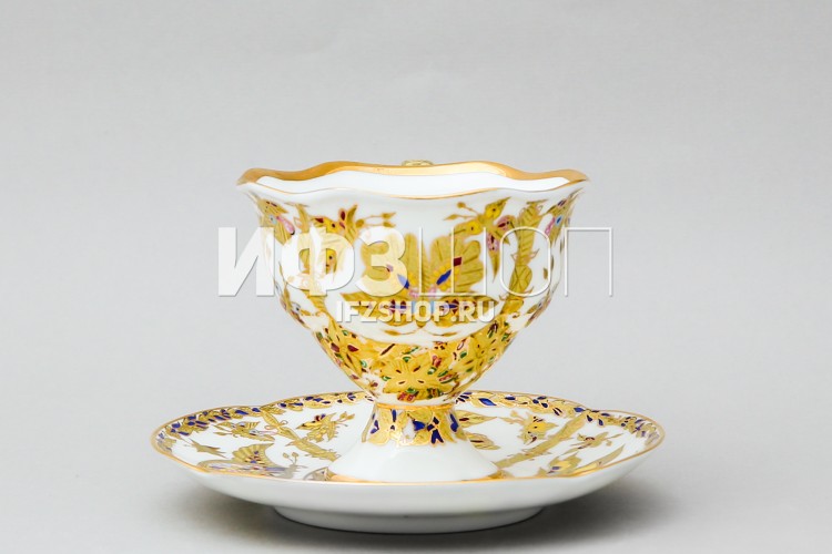 Чашка с блюдцем кофейная ф. Наташа рис. Фантастические бабочки (полностью ручная роспись) в Москве