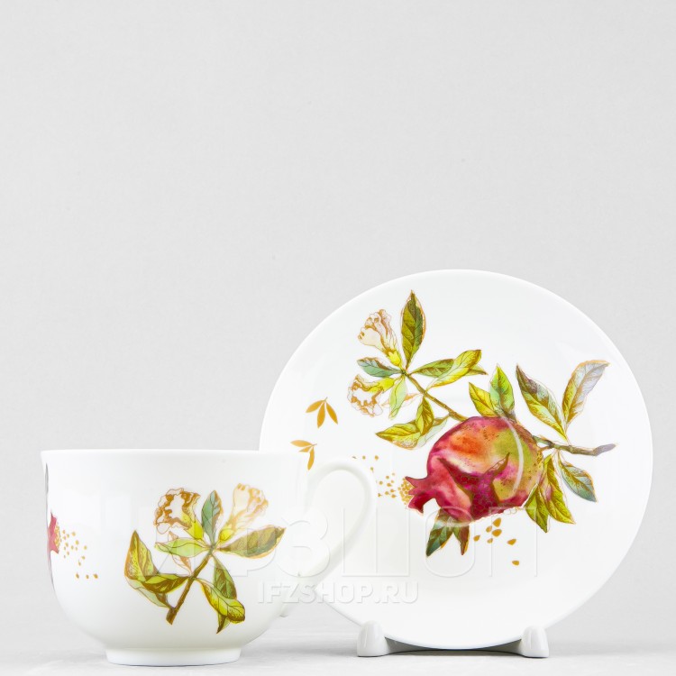 Чашка с блюдцем чайная ф. Ландыш рис. Гранаты (микс) в Москве