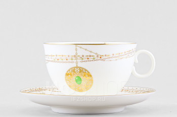 Чашка с блюдцем чайная ф. Яблочко рис. Золотой медальон