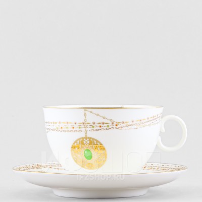 Чашка с блюдцем чайная ф. Яблочко рис. Золотой медальон