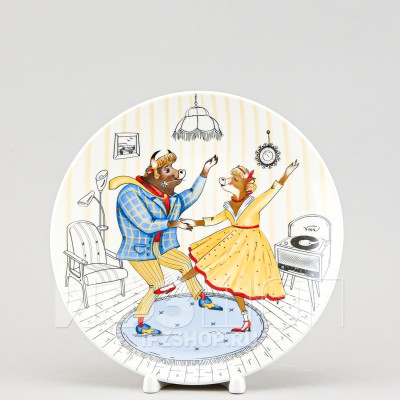 Декоративная тарелка 19.5 см рис. Быки-стиляги. Буги-вуги