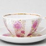 Чашка с блюдцем чайная ф. Белый лебедь рис. Розовый сад