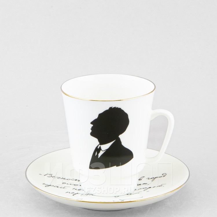 Чашка с блюдцем кофейная ф. Майская рис. Русские писатели. Блок в Москве