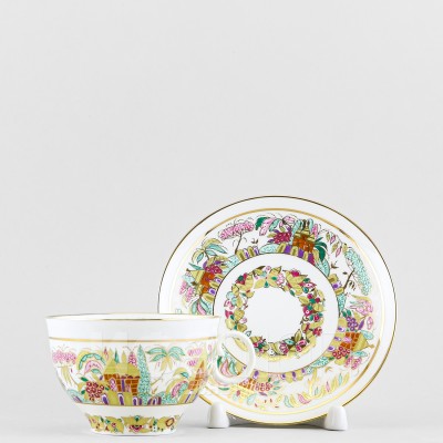 Чашка с блюдцем чайная ф. Яблочко рис. Пейзажный фриз