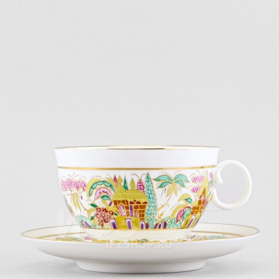 Чашка с блюдцем чайная ф. Яблочко рис. Пейзажный фриз