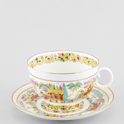 Чашка с блюдцем чайная ф. Яблочко рис. Пейзажный фриз