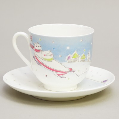 Чашка с блюдцем кофейная ф. Ландыш рис. Бобслей и сноуборд