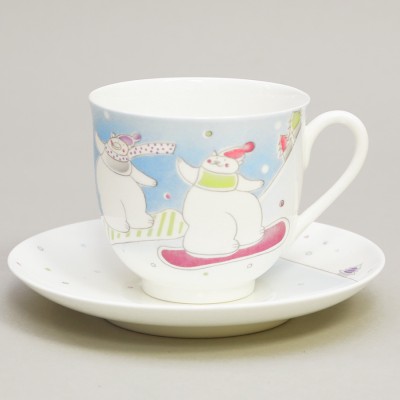 Чашка с блюдцем кофейная ф. Ландыш рис. Бобслей и сноуборд