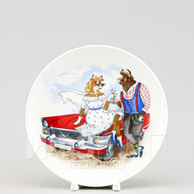 Декоративная тарелка 19.5 см рис. Быки-стиляги. Романтик