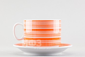 Чашка с блюдцем чайная ф. Капучино рис. Infinity / Инфинити оранжевый