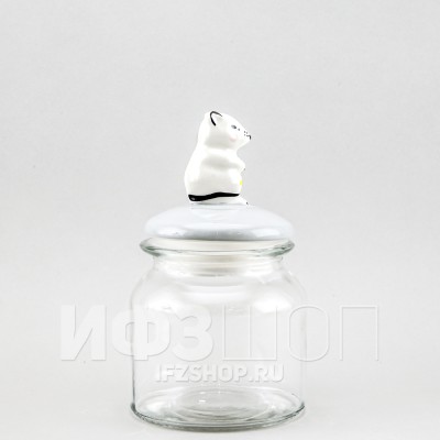 Емкость для сыпучих продуктов 0.7 л Мышка с сыром (серая крышка)