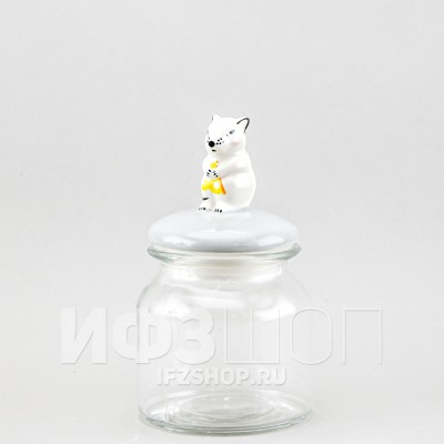 Емкость для сыпучих продуктов 0.7 л Мышка с сыром (серая крышка)