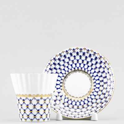 Чашка с блюдцем кофейная ф. Одуванчик рис. Кобальтовая сетка