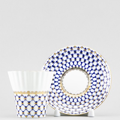 Чашка с блюдцем кофейная ф. Одуванчик рис. Кобальтовая сетка