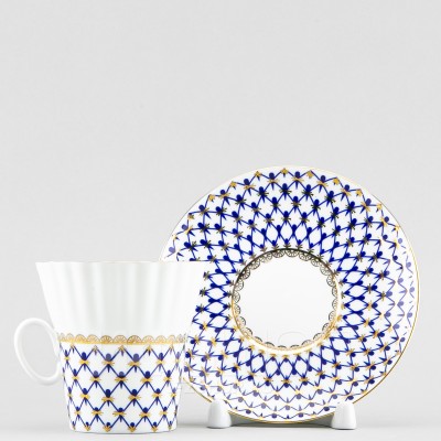 Чашка с блюдцем кофейная ф. Одуванчик рис. Кобальтовая сетка