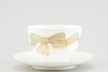 Чашка с блюдцем чайная ф. Яблочко рис. Платиновые бантики