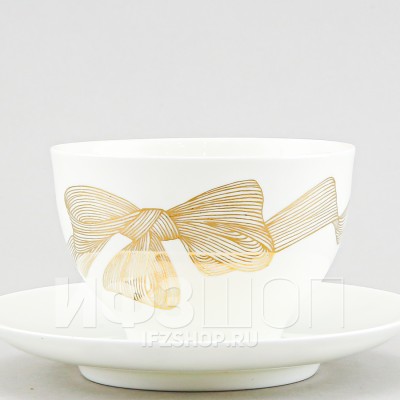 Чашка с блюдцем чайная ф. Яблочко рис. Платиновые бантики