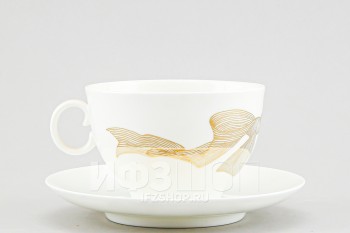 Чашка с блюдцем чайная ф. Яблочко рис. Платиновые бантики