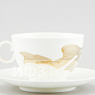 Чашка с блюдцем чайная ф. Яблочко рис. Платиновые бантики