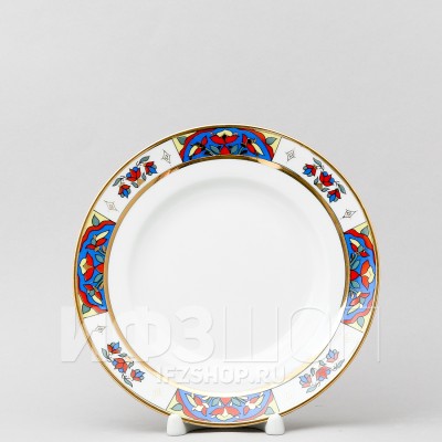 Тарелка плоская 18 см ф. Гладкая рис. Народные узоры (ручная роспись)