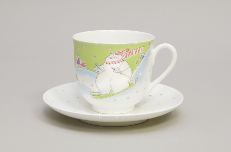 Чашка с блюдцем кофейная ф. Ландыш рис. Лыжники в Москве