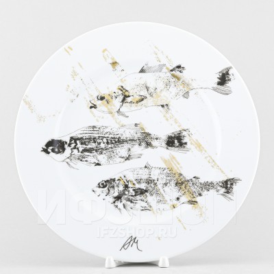 Декоративная тарелка 27 см рис. Рыбы. Утро