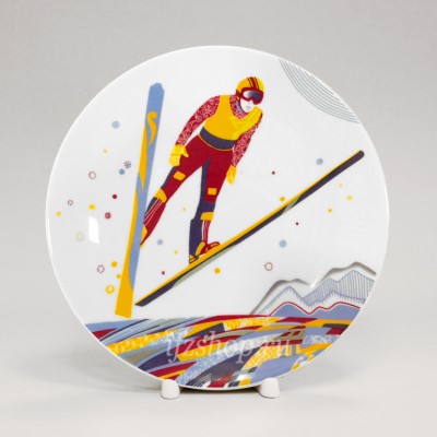 Декоративная тарелка 19.5 см рис. Трамплин. Зимний спорт