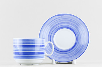 Чашка с блюдцем чайная ф. Капучино рис. Infinity / Инфинити синий