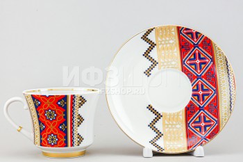 Чашка с блюдцем чайная ф. Банкетная рис. Русский стиль. Разгуляй