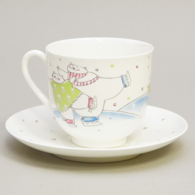 Чашка с блюдцем кофейная ф. Ландыш рис. Фигурное катание