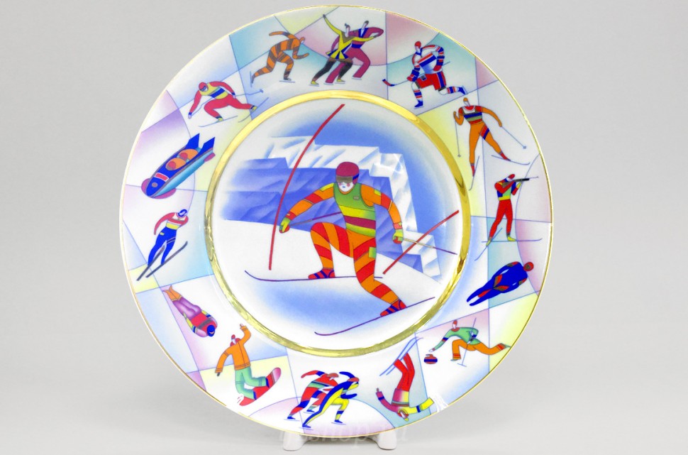 Декоративная тарелка 30 см рис. Горные лыжи. Олимпиада