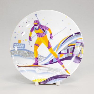 Декоративная тарелка 19.5 см рис. Биатлон. Зимний спорт
