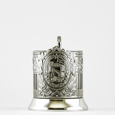 Подстаканник никелированный с чернью, Почетному строителю