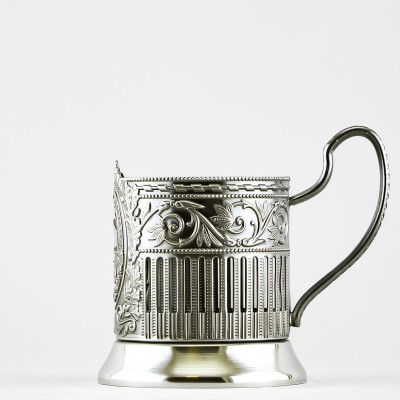 Подстаканник никелированный с чернью, Почетному строителю