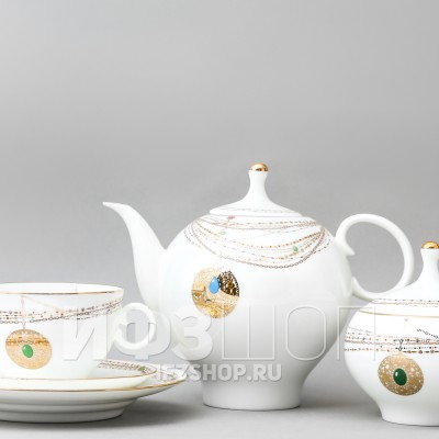 Сервиз чайный ф. Яблочко рис. Золотой медальон, 20 предметов