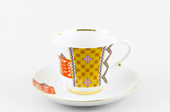 Чашка с блюдцем чайная ф. Банкетная рис. Русский стиль. Рушник