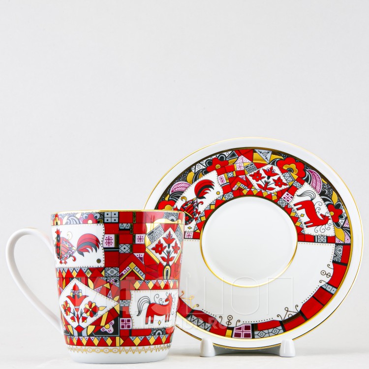 Чашка с блюдцем чайная ф. Колокол рис. Красный конь в Москве