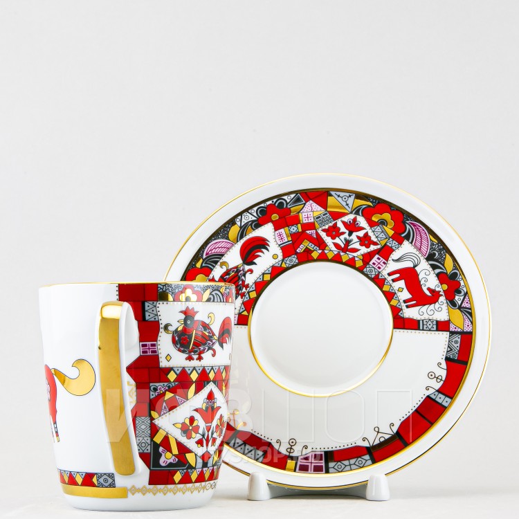 Чашка с блюдцем чайная ф. Колокол рис. Красный конь в Москве