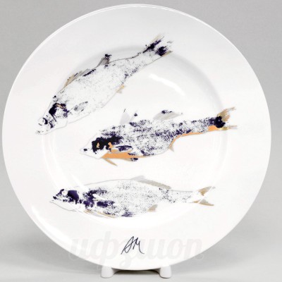 Декоративная тарелка 26.5 см рис. Рыбы. Вечер