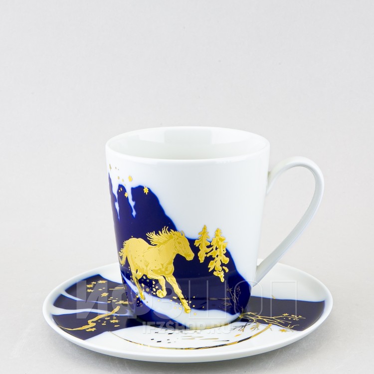 Чашка с блюдцем чайная ф. Колокол рис. Зимняя дорога в Москве