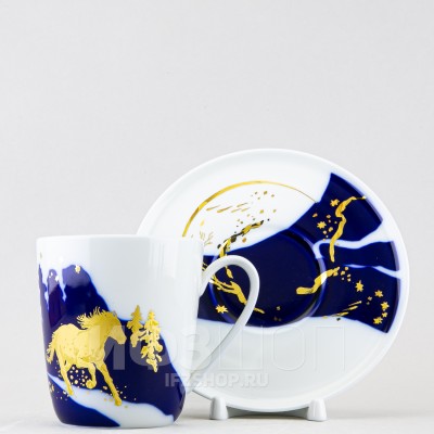 Чашка с блюдцем чайная ф. Колокол рис. Зимняя дорога