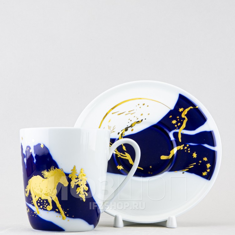 Чашка с блюдцем чайная ф. Колокол рис. Зимняя дорога в Москве