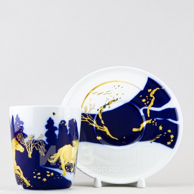 Чашка с блюдцем чайная ф. Колокол рис. Зимняя дорога