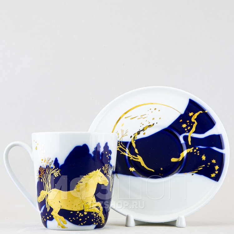 Чашка с блюдцем чайная ф. Колокол рис. Зимняя дорога в Москве