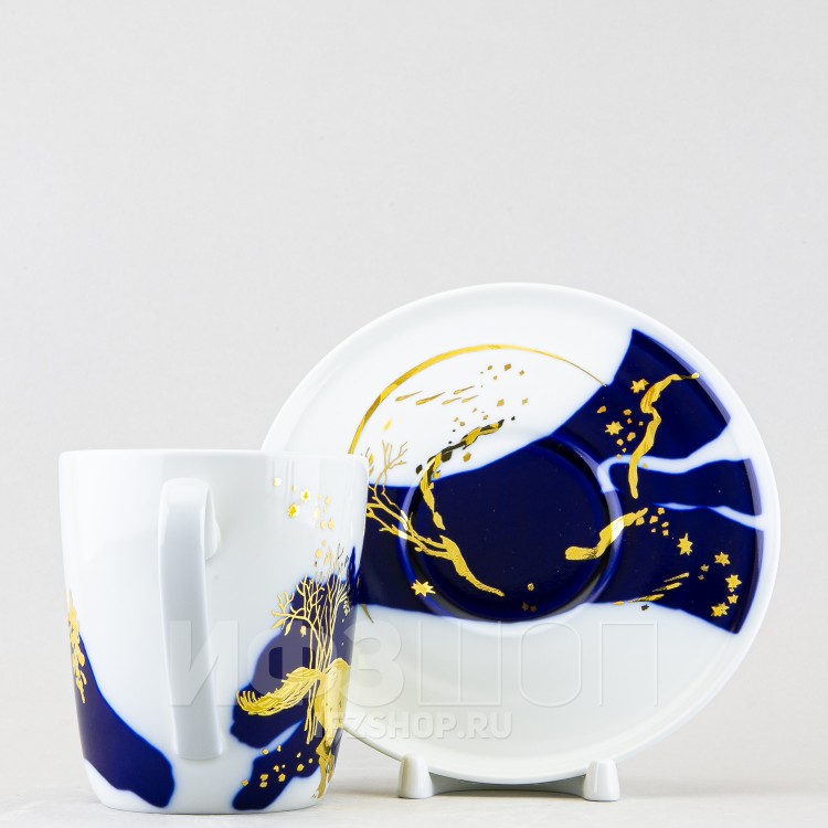 Чашка с блюдцем чайная ф. Колокол рис. Зимняя дорога в Москве